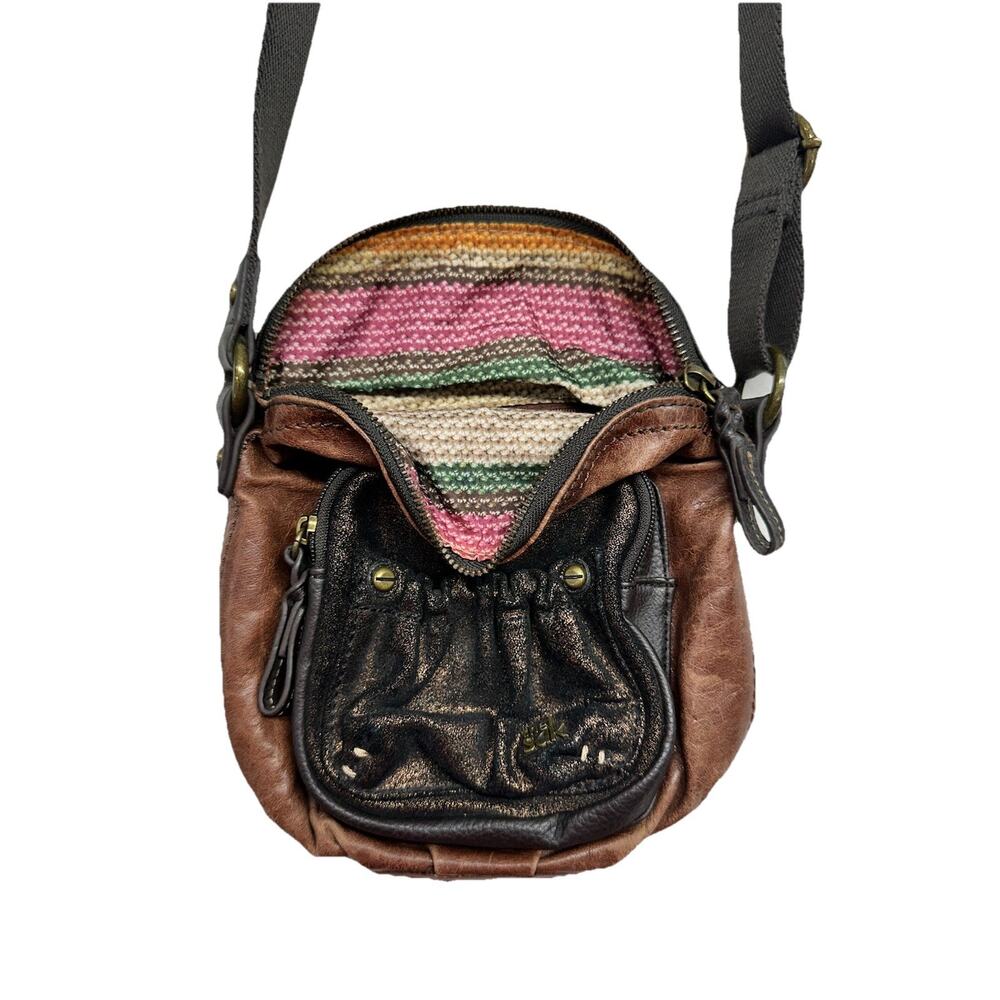 The Sak Multi Brown Genuine Leather Zip Flap Shoulder Bag Crossbody Messenger - Picture 6 of 14